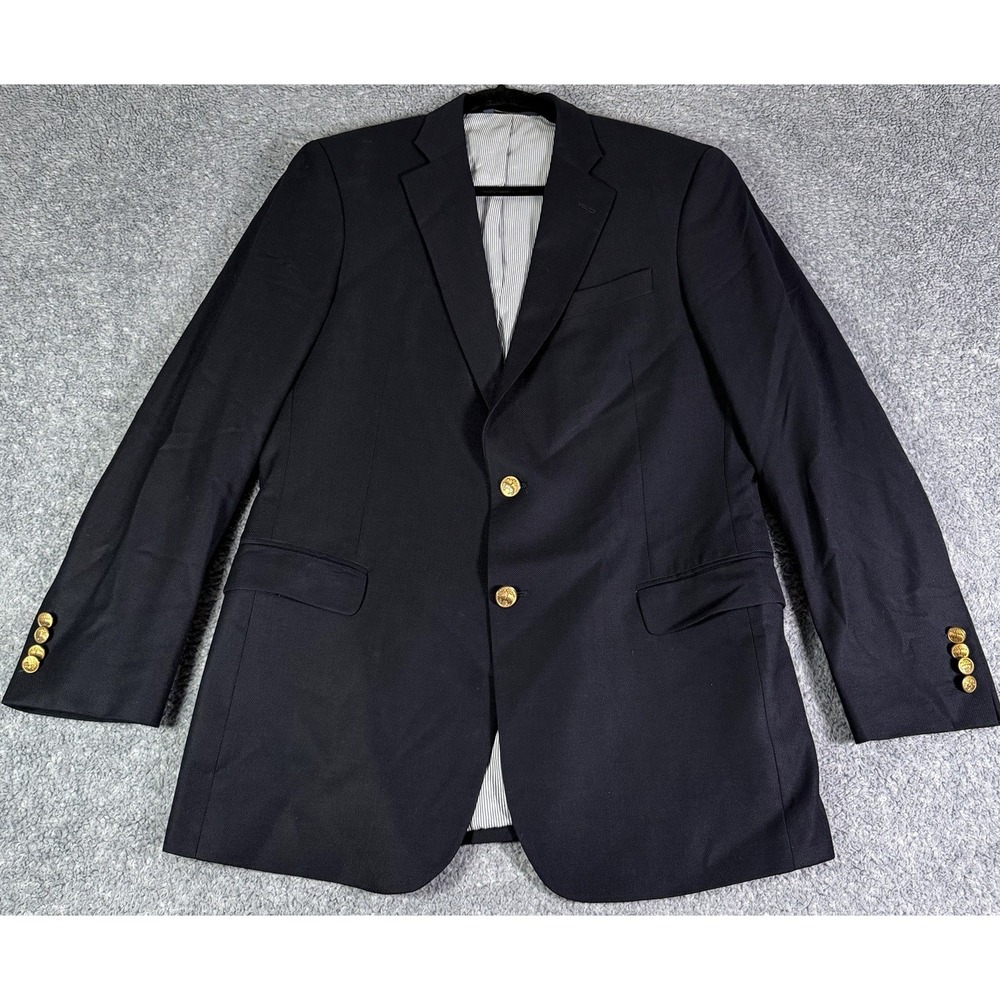 Brooks Brothers 346 Explorer Fitzgerald Fit Blazer 40R Navy Gold Button Wool